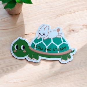 Slow and Steady | Turtle Sticker | Slow Life | Slow Living | Good Vibes | Laptop decal | Water bottle decal