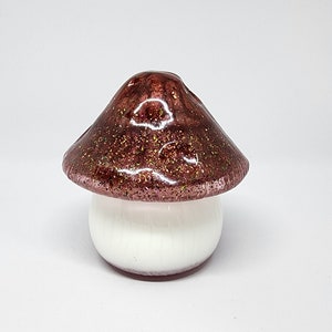 Whimsical Hand Poured Brown Iridescent Mushroom Container