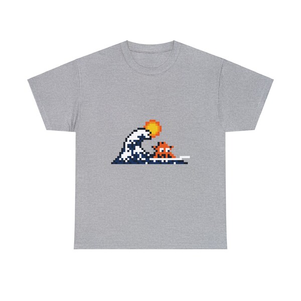 Unisex Cotton T-Shirt Space Invader / Pixel Design / Street Art / 8Bit / Geek / cool gift idea / sea / beach / surf / summer