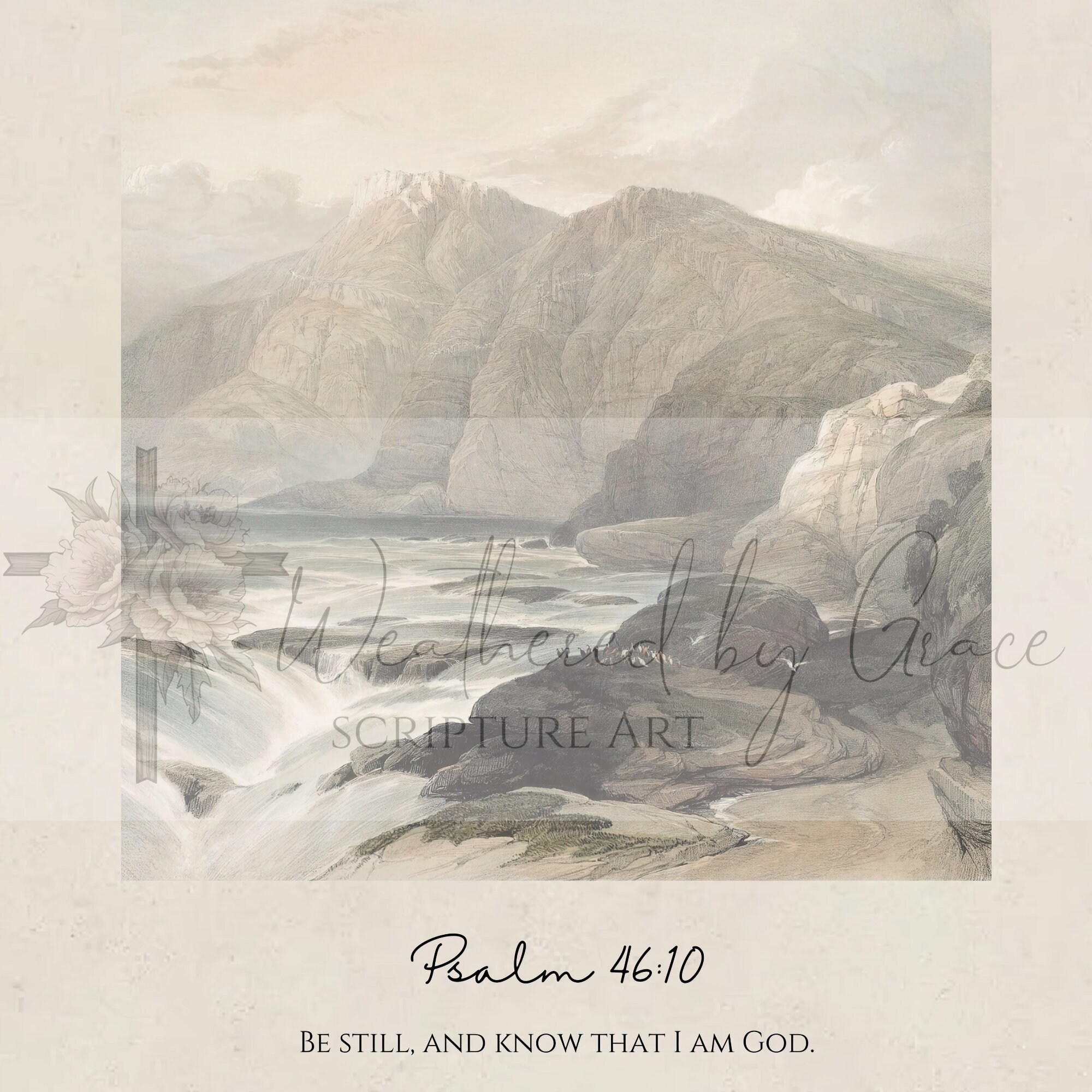 Scripture Wall Art | Psalm 46 10 | Vintage Mountain Art | Antique ...