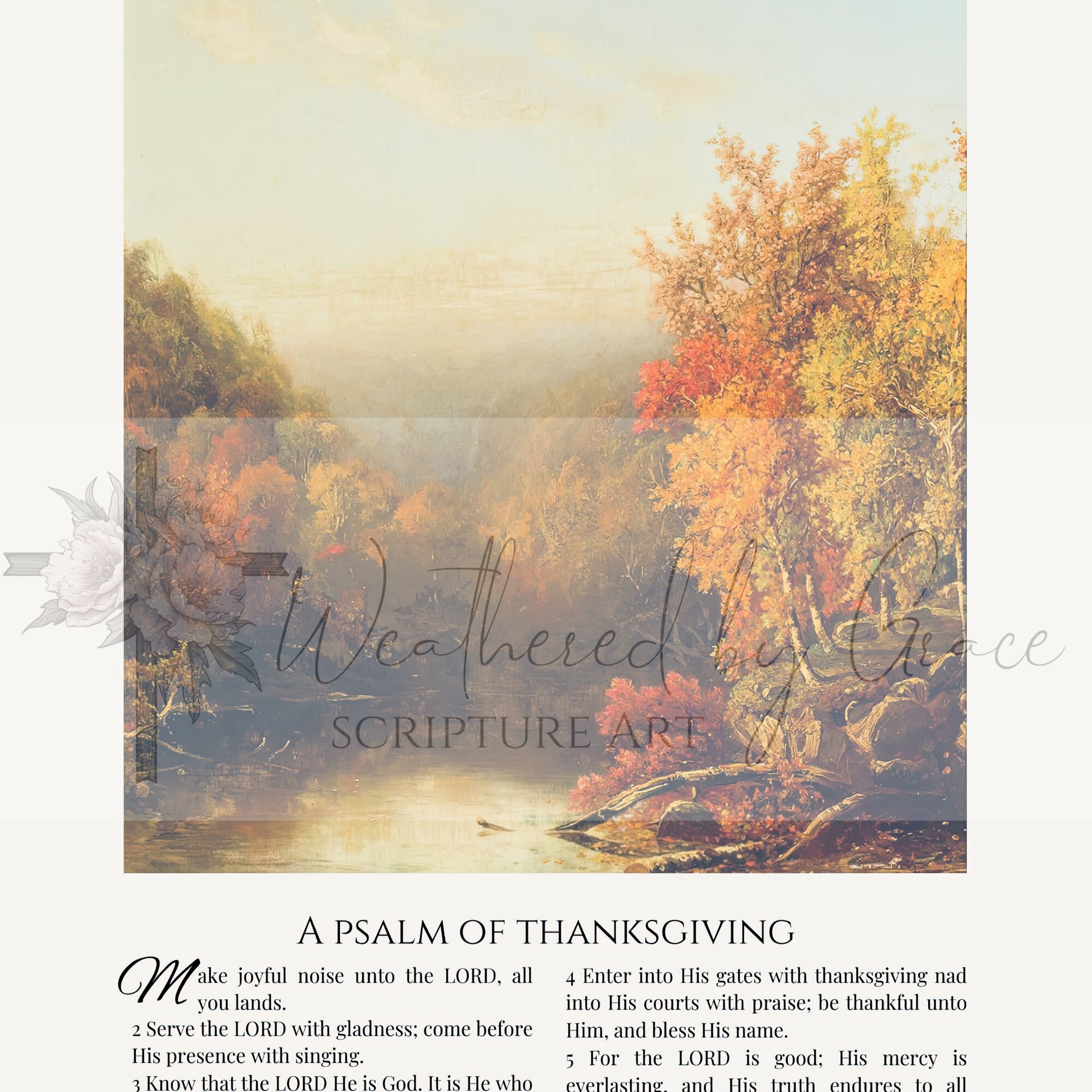 Scripture Wall Art | Psalm 100 | Vintage Fall Decor | Antique Autumn ...