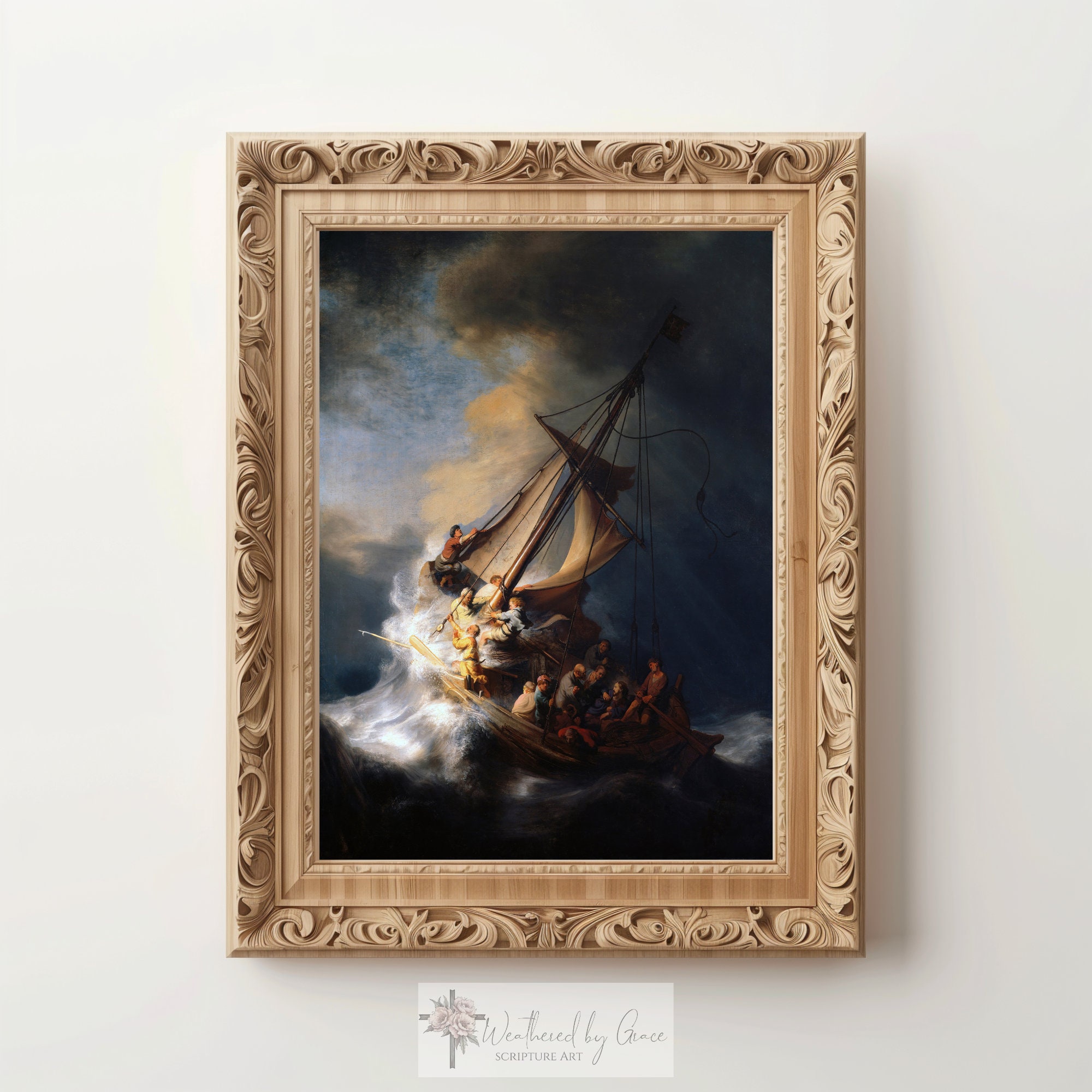 Christian Art Printable | Jesus Christ Calming the Storm | Sea of ...