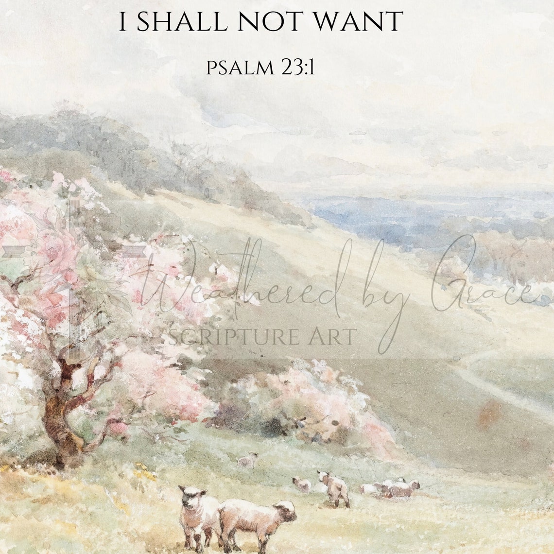Psalm 23 Scripture Wall Art the Lord is My Shepherd Vintage Sheep KJV ...