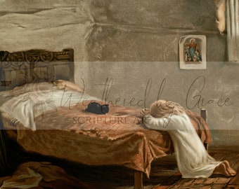 Vintage Wall Art | Girl Praying | Bedtime Prayers | Christian Wall