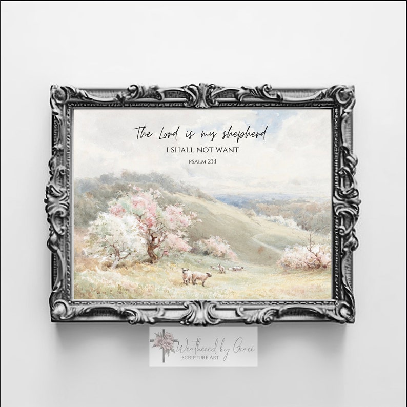 Psalm 23 | Scripture Wall Art | the Lord is My Shepherd | Vintage Sheep ...