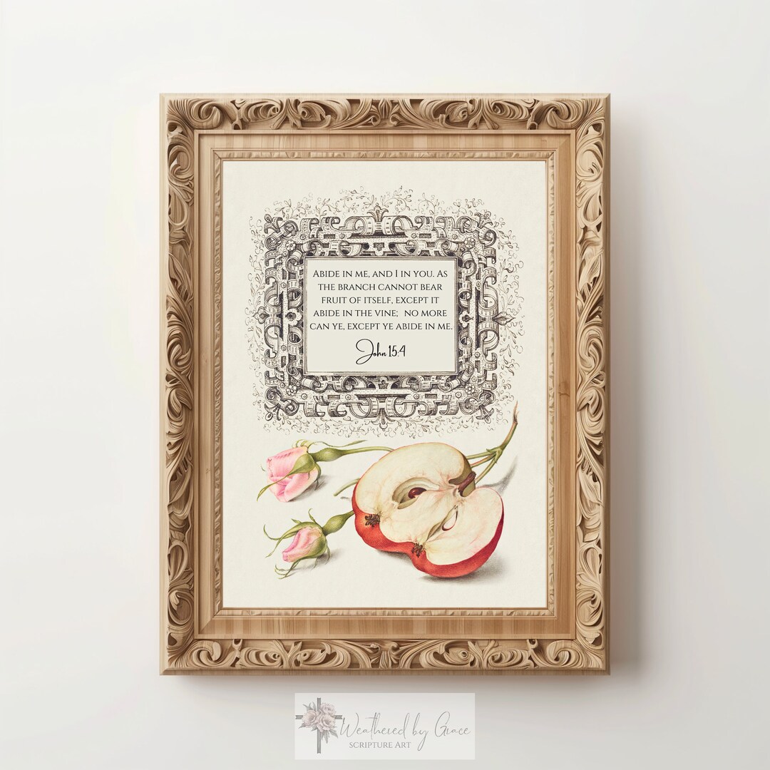 KJV | Scripture Wall Art | John 15 4 | Pink Roses | Bible Verse Art ...