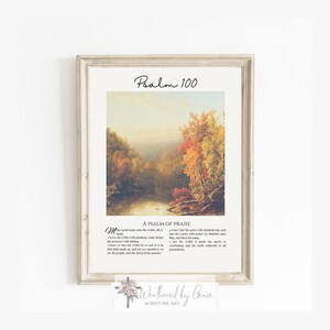 KJV Scripture Wall Art Psalm 100 Vintage Fall Decor Antique Autumn ...