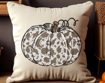 Rustic Pumpkin Pillow Cover: Hand Drawn Fall Farmhouse Decor