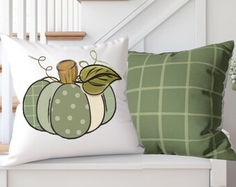 Sage Green Pumpkin Pillow Cover: Farmhouse Fall Decor