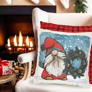 Christmas Pillow Covers, Pillow Cover, Watercolor Red Designs, Christmas Gift, Christmas Decor, Country Decor, Farmhouse Decor