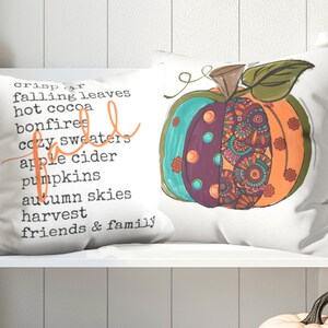 Fall Pumpkin Pillow Cover: Country Farmhouse Thanksgiving Decor