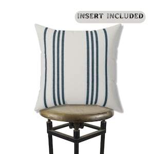 Grain Sack Stripe Pillow Cover: Farmhouse Throw Pillow (14x14)