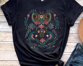 Celestial Moth Boho T-Shirt | Butterfly Vintage Feel Tee