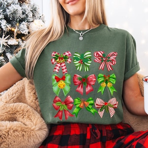 Christmas Bows Comfort Colors T-Shirt: Trendy Holiday Tee