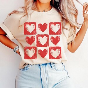 Valentine&#39;s Day T-Shirt, Valentines Tee, Comfort Colors T-Shirt, Pink Hearts T-Shirt, Trendy Valentine&#39;s Day, Teacher Gift, Gift for Her