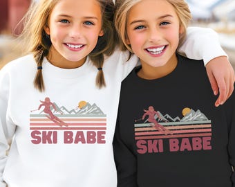 Youth Ski Babe Sweatshirt: Retro Skiing Pullover
