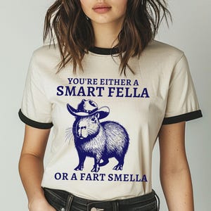 Retro Feel T-Shirt, Sarcastic T-Shirt, Ringer T-Shirt, Fart Smella Tee, Smart Fella, Retro-Feel Ringer Tee, 70&#39;s Look Shirt, Vintage Feel
