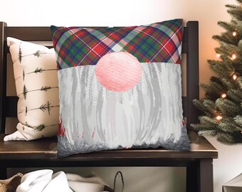 Christmas Gnome Pillow Cover: Red Plaid Winter Decor