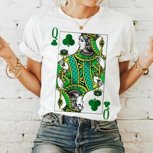 St. Patrick's Day T-Shirt, Queen of Clubs T-Shirt Lucky T-Shirt, Comfort Colors T- Shirt, Trendy St. Patrick's Day Tee, Playing Card Shirt
