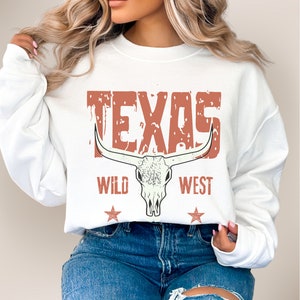 Texas Wild West Sweatshirt, Texas Sweatshirt, Women's Sweatshirt, Unisex Crewneck Sweatshirt, Texas Crewneck, Texas Pullover