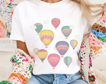 Watercolor Pastel Balloons T Shirt, Comfort Colors Tee, Colorful Balloon Festival Shirt