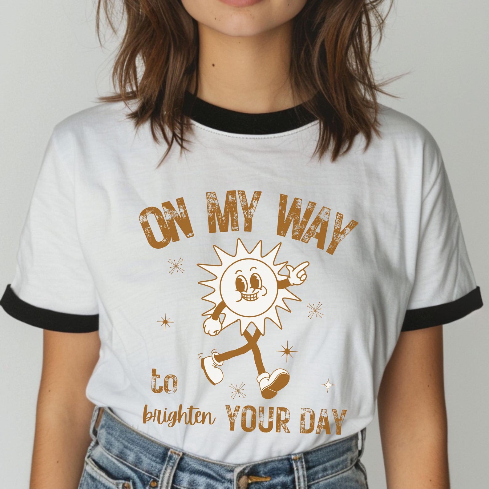 The Ringer Sun Retro-feel Ringer T-shirt, Vintage Sun Graphic Tee, Soft Cotton ...