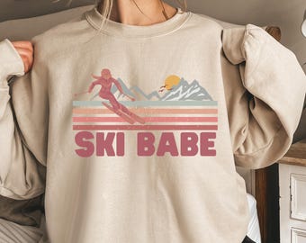 Ski Babe Crewneck Sweatshirt: Women&#39;s Winter Pullover