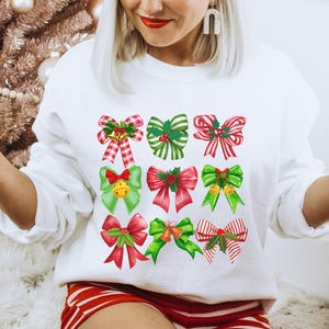 Christmas Bows Sweatshirt: Cozy Winter Coquette Style