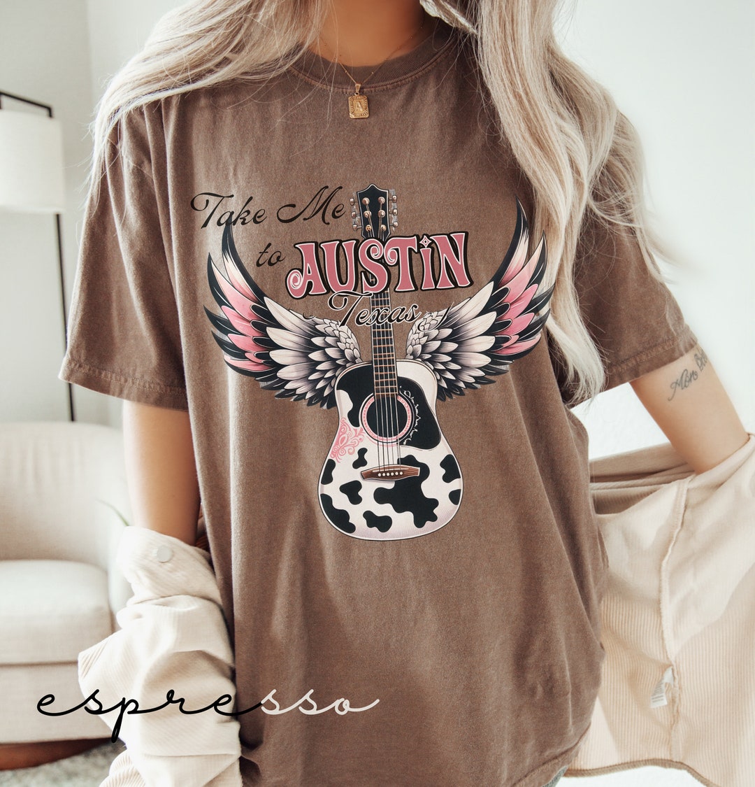 Austin Texas Tshirt, Comfort Colors Shirt, Unisex Tee, Guitar Tshirt, Summer T Shirt, Take Me
