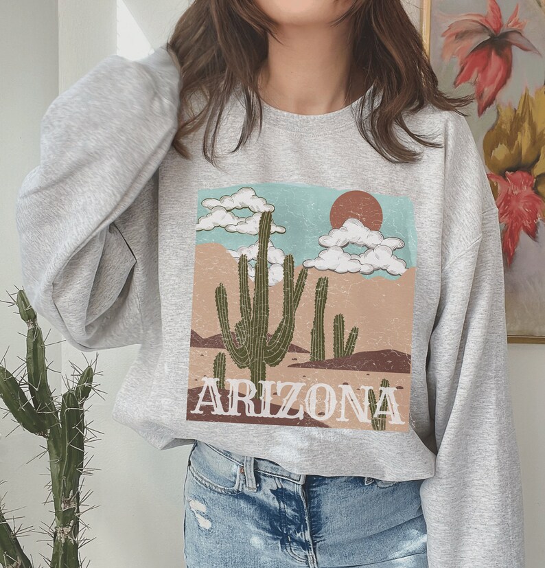 Arizona Sweatshirt: Boho Desert Cactus Pullover - Etsy