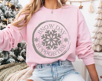 Snow Day Supporter Crewneck Sweatshirt: Cozy Winter Pullover