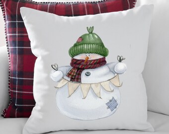 Watercolor Snowman Christmas Pillow Cover: Festive Holiday Decor