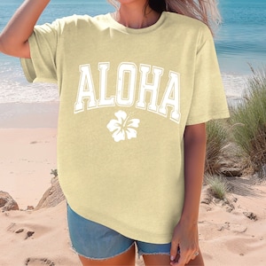 Aloha Comfort Colors® T Shirt, Oversize Design, Summer Shirt, Hawaii Tee, Gift for Her, Vacation T-Shirt, Women&#39;s Comfort Colors T-Shirt