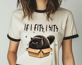If I Fits, I Sits T-Shirt, Ringer T-Shirt, Stop Copying Me Tee, Cottagecore Raccoon Ringer T-Shirt, Funny Raccoon T-Shirt