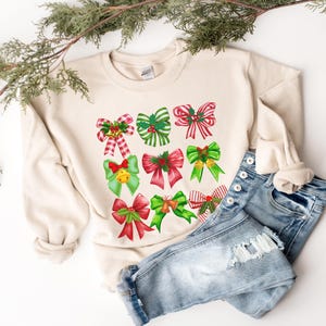Christmas Bows Sweatshirt: Cozy Winter Coquette Style