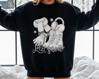 Women's Gildan Sweatshirt l Let It Snow Pullover, Winter Crewneck, Winter Elements