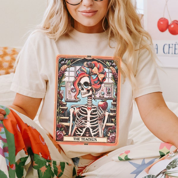 Tarot Card Teacher T-Shirt: Comfort Colors Skeleton Tee