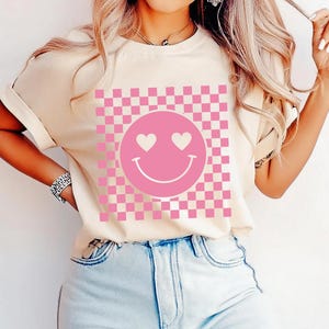 Valentine&#39;s Sweatshirt: Checkerboard Happy Face Crewneck