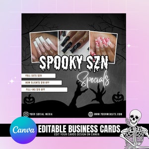 October Bookings Flyers, Halloween Bookings available, spooky flyer, appointment flyer, hair, nails, makeup lashes braids wigs flyer