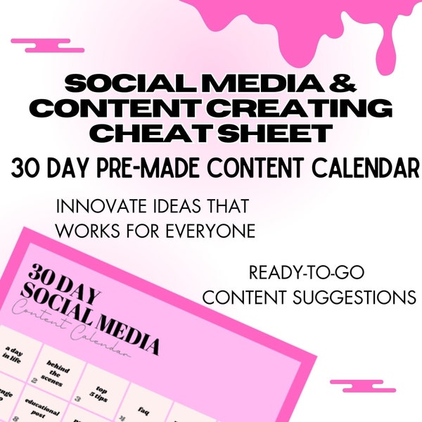 Social Media Cheat Sheet | 30-Day Content Calendar
