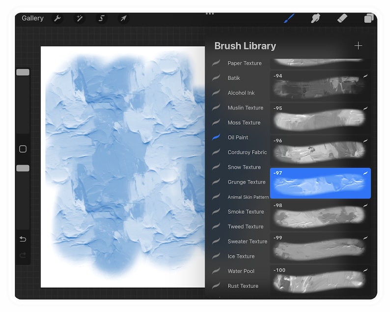 100 Procreate Oil Paint Texture Brushes, Seamless Oil Paint Effect