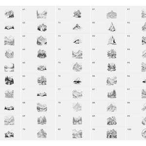 Procreate Mountain Stamps: 100 Landscape Brushes (digital Download - Etsy