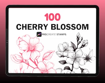100 Cherry Blossom Procreate Stamps: Floral Brush Set (Digital Download