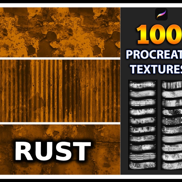 100 Procreate Rust Texture Brushes, Metal Rust texture for procreate, Rust peeling, rust brushes, metal texture, Procreate iron texture