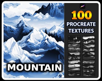 Procreate Mountain Texture Brushes: 100 Seamless Landscape Brushes (Digital Download)