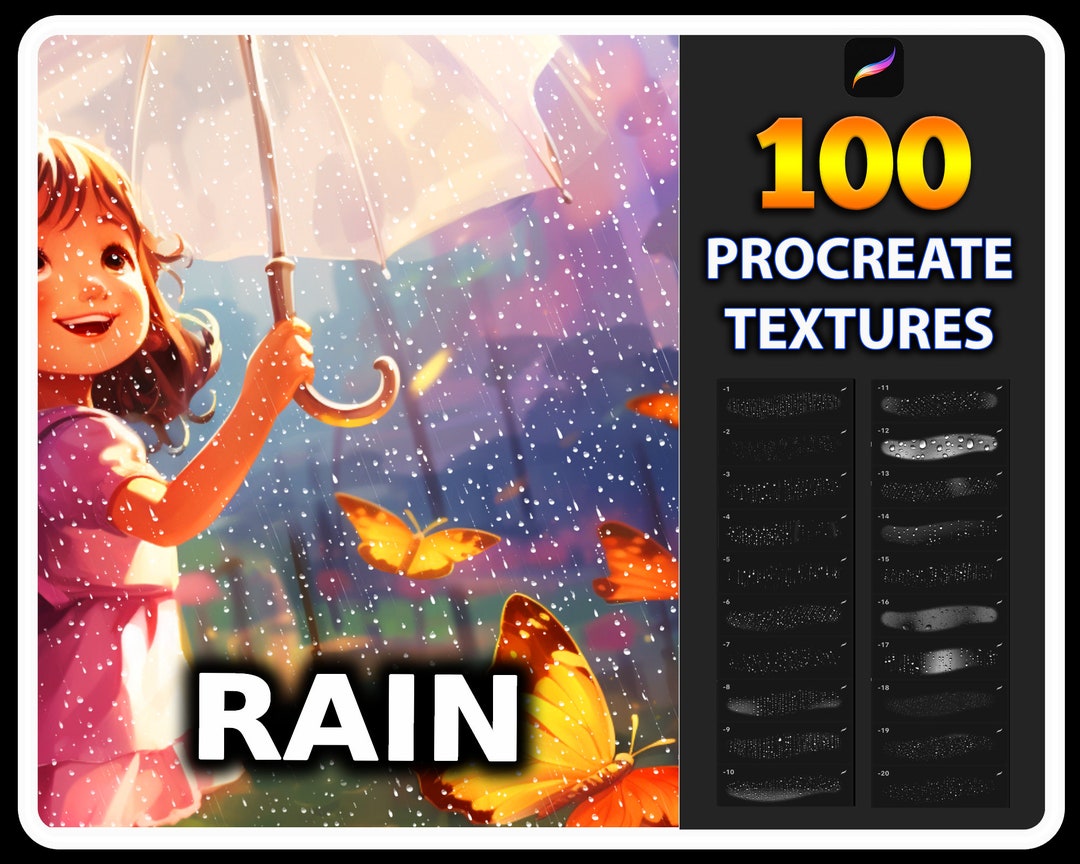 100 Procreate Rain Texture Brushes Seamless Rain Texture for Etsy