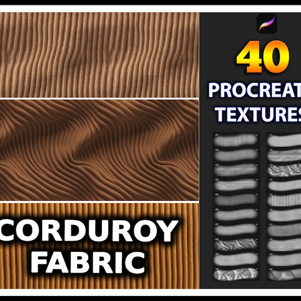 40 Procreate Corduroy Fabric  Texture Brushes, fabric texture for procreate, Textile brushes, Procreate Corduroy texture, Procreate Fashion