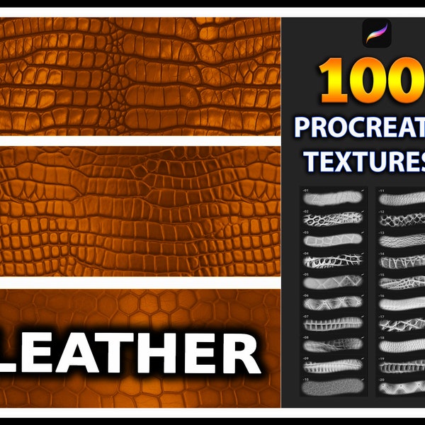 100 Procreate Leather Texture Brushes, seamless Leather texture for procreate, Leather Texture procreate, animal leather procreate texture