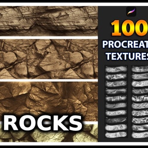 100 Procreate Rocks Texture Brushes, realistic rock texture for procreate, rock brushes, stone texture, mountain rock texture, stone brush