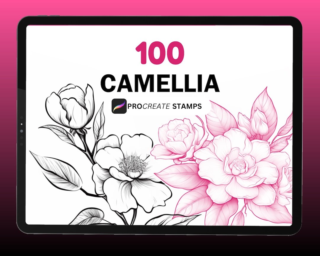 100 Camellia Flower Procreate Stamps: Botanical Floral Brush Set ...